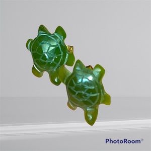 Jade stud vintage turtle earrings
